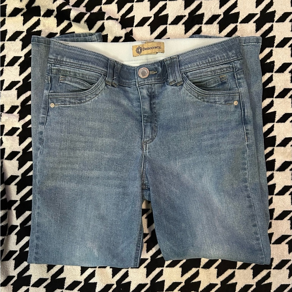 Democracy Ab Solution Cropped Straight Leg Stretch Jeans Light Wash Size 10